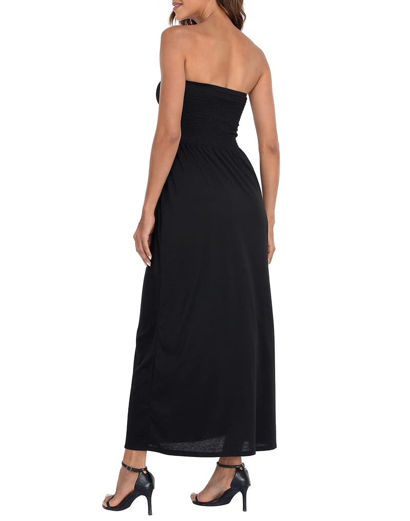 HDE Women's Strapless Maxi Dress Plus Size Tube Top Long Skirt Sundress Cover Up (Black, 2X) - Image 4